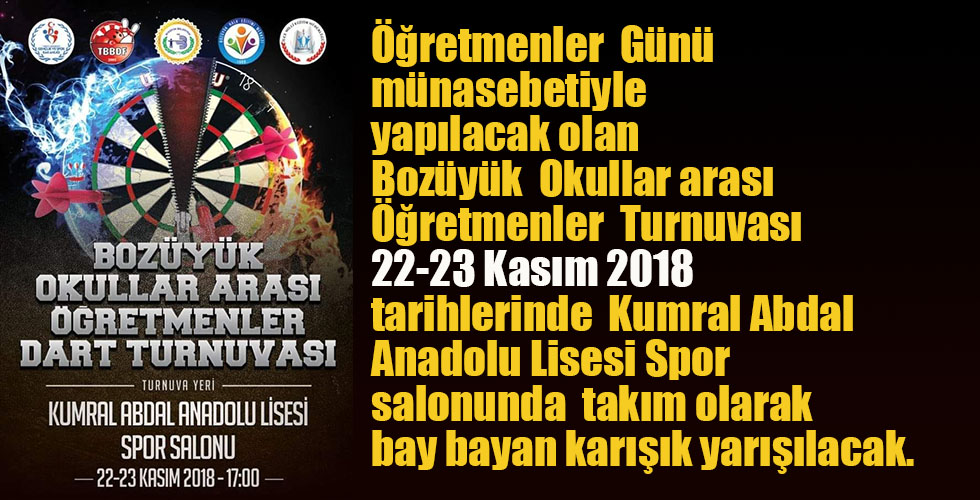 BOZÜYÜK OKULLAR ARASI ÖĞRETMENLER DART TURNUVASI DÜZENLENİYOR