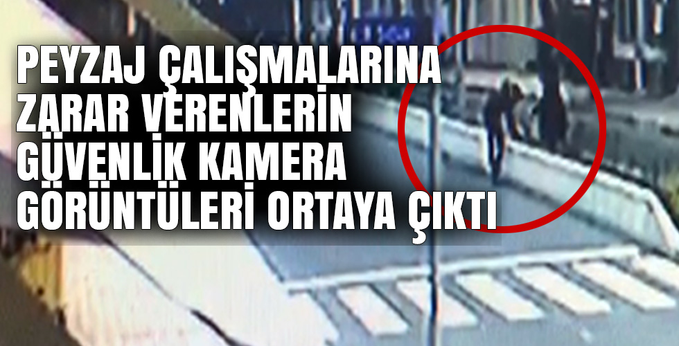 PEYZAJ ÇALIŞMALARINA ZARAR VERENLERİN GÜVENLİK KAMERA GÖRÜNTÜLERİ ORTAYA ÇIKTI