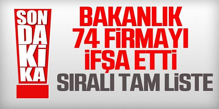 Bakanlık halk sağlığı ile oynayan 74 firmayı açıkladı