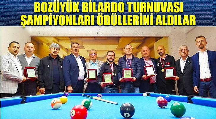 BOZÜYÜK BİLARDO TURNUVASI ŞAMPİYONLARI ÖDÜLLERİNİ ALDILAR