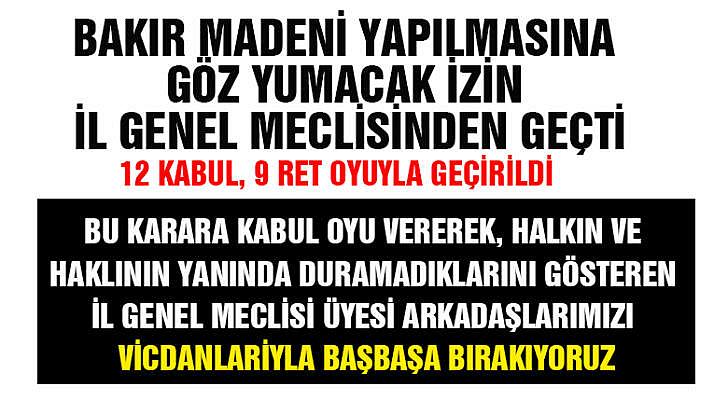 Muratdere bakır madeni açılmasına göz yumacak izin İl Genel Meclisinden geçti