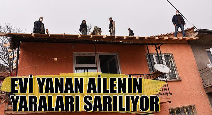 Evi yanan ailenin yaraları sarılıyor