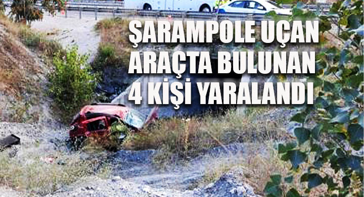 Şarampole uçan araçta bulunan 4 kişi yaralandı