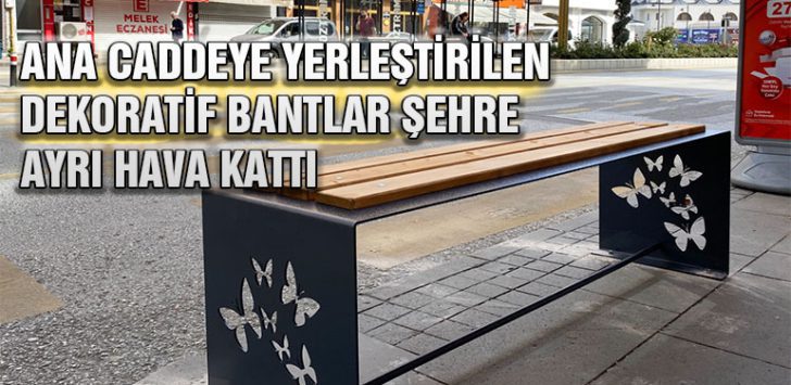 Ana caddeye yerleştirilen dekoratif bantlar şehre ayrı hava kattı